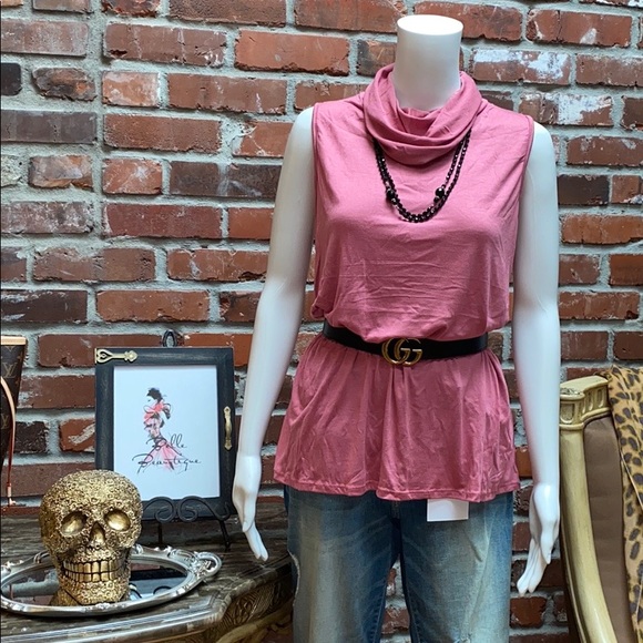 Mauve Cowl Neck Top w/ Hidden Face Mask - Picture 2 of 9